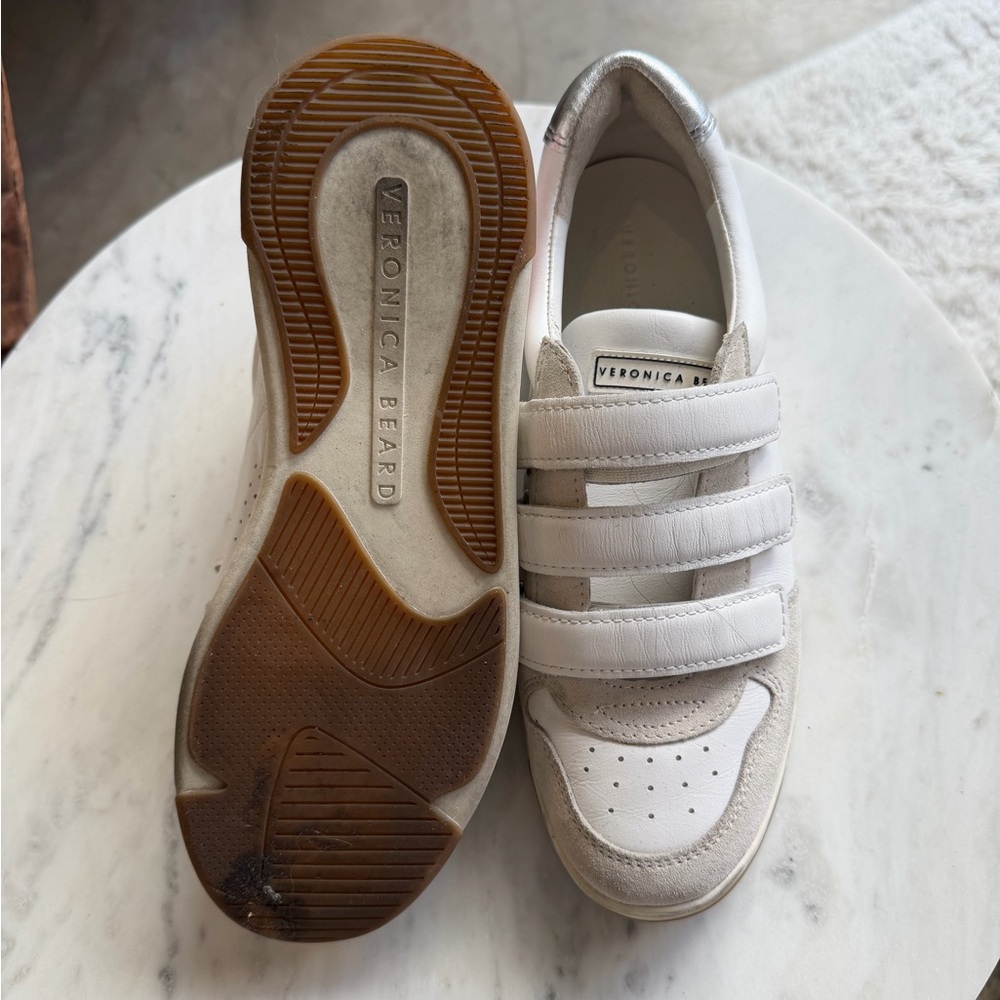 Veronica Beard White Sneakers with Red and Silver Accents - Picture 6 of 12